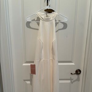 Anthropologie BHLDN Montreal Crepe Elegant Cream Halter Dress
